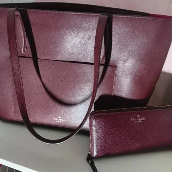 Kate Spade Burgundy Tote and Wallet Set - Picture 2 of 10